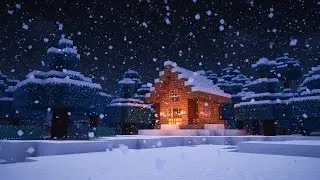 Cozy Minecraft Winter Forest Cabin Ambience &ndash; Falling Snow | 1 Hour Relaxing Background Music