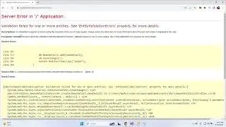 [FIXED]Validation Error(Validation failed for one or more entities).