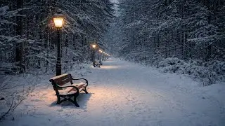 Fairytale Winter Forest Path | Warm Lights, Falling Snow & Silent Beauty