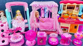 11 Minutes Satisfying with Unboxing Barbie Doll Pink Rock Bed Toys,Swing& Slide Toys Review | ASMR