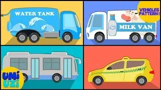 Umi Uzi | Learn Patterns With Street Vehicles | Pattern Recognition | Cartoon Car Videos For Kids