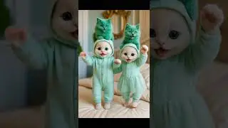 Twin Kittens in Pajamas Dance with Their Head-Buddies! #Shorts #kitten #cute #dance