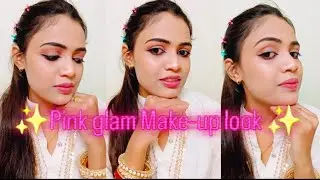 Step by step pink glam make-up look || glossy 👄 lips✨#jannathearts.  Subscribe this channel 😁