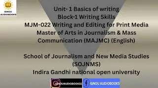 Unit-1 Основы письма Block-1 Навыки письма1 MJM22 MAJMC SOJNMS #ignou #bookwriting #writing