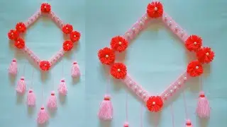 DIY woolen hanging | hiasan dinding cantik dari kardus bekas & benang wol | craft ideas | wall decor