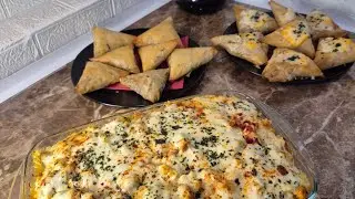 بريوات بالكفته والخضر 😋كغاتا لبات بالشفلور واالدجاج Briwate &agrave; la viande hach&eacute; et gratin au poulet