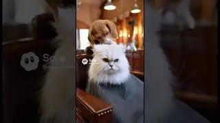 Dog Styles Cat&rsquo;s Fur at the Barber?! ✂️🐾 #PetSalon #BraidBattle #BarberBeagle