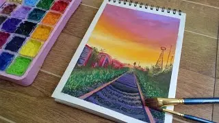 Train Tracks// (Gouache) Paint with me// Zaylee Arts