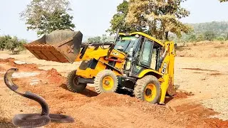 JCB Backhoe Shifting Soil and Mixing Soil For Making A Bricks Going Home Foundation Work in Village