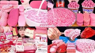 🍓 PINK DESSERT FEAST 🩷 | Strawberry Chocolate & Ice Cream ASMR Mukbang