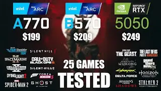 ARC A770 16GB vs ARC B570 10GB vs RTX 5050 8GB | R9 - 7950X3D | 1080p - 25 Games Tested