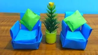 DIY MINI PAPER SOFA ||Paper Crafts For School/ Easy kids Craft Ideas|| Origami sofa||Easy paper sofa