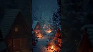 Snowy Winter Village with Campfire Glow ❄️🔥 | Deep Cozy Night Ambience