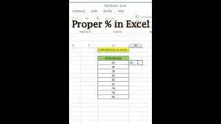 Percentage % in Excel #Shorts  #exceltech #excelformula #exceltips