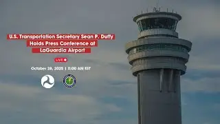 Министр транспорта США Шон П. Даффи провел пресс-конференцию в аэропорту Ла-Гуардия