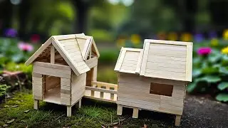 DIY Adorable Twin Mini Houses (Double Connected Home) from Popsicle Sticks &ndash; Super Simple Build!