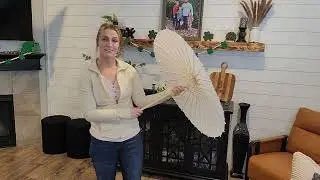 SAYAYA 3-Piece Large White Paper Umbrella Parasols – 33