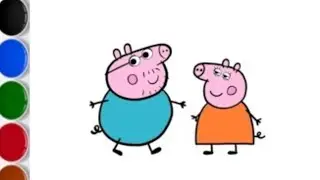 How  to draw dadpig ❤️🐷🐷| easy dad pig coloring | easy coloring |step-by-step peppa pig drawings
