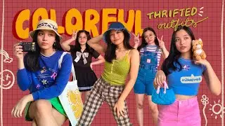 colorful outfit ideas for indie, kidcore, hobicore, pastel, and y2k aesthetic | a thrift haul 🌈🧸