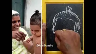 Cute Baby Sketch On Slate | The Art On Slate | The Simple Lines | #drawing | Dr.Harrsha Artist