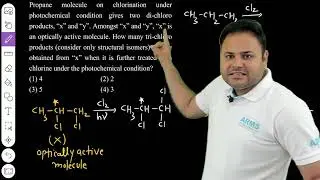 Propane molecule on chlorination under photochemical condition gives two di-chloro products, 