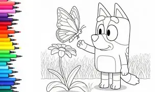 Bluey Play with Butterfly Drawing, Painting & Colouring for Kids and Toddlers_ Kids Art | Bluey 