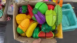Satisfying unboxing of kitchen set fruit cutting tiys for kids , 