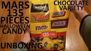 Unboxing Mars 135 Pieces Milky Way Midnight, Twix, Peanut m&m's, Snickers, & Snickers Peanut Butter