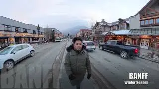 Walking Around Town of Banff On Winter