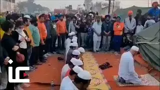 Sikh brothers STAND IN SOLIDARITY with Muslims during prayer at the Farmers' Protest | Islam Channel