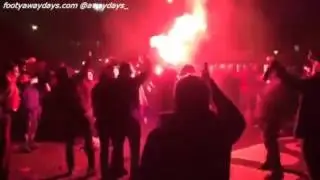 Liverpool fans singing Poetry in Motion with flares 18/02/2016