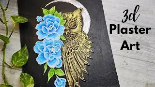 Owl 3d plaster art, art and craft, CreativeCat, diy