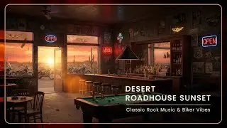 Biker Bar at Sunset 🏍️🎸 Classic Rock & Harley Sounds for Study, Ride & Good Times
