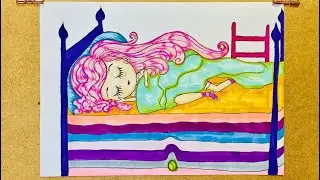 Princess and the Pea Drawing 공주와 완두콩 그림그리기エンドウ豆の上に寝たお姫さまのお絵描き
