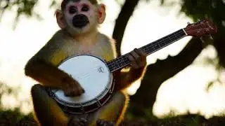 Squirrel monkey jamming the Banjo!