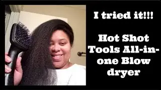I tried it!!! | Hot Shot Tools All-in-one Blowdryer Brush | Stretching Natural Hair