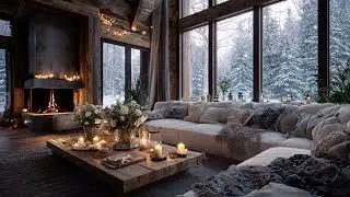 Winter Focus Session: Relaxing Piano Music in a Snowy Cabin with Fireplace Ambience