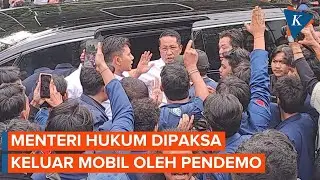 Momen Menteri Hukum Dipaksa Keluar Mobil oleh Massa Tolak RUU TNI di Gedung DPR