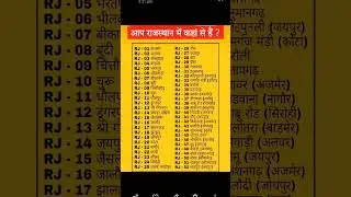Rajasthan District Number//Rajasthan me aap kaha se ho/ RTO Number 2023