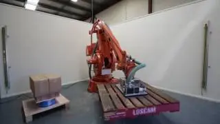 Picking up wooden pallets with the Joulin Foam Vacuum Gripper by Pneumatic Products