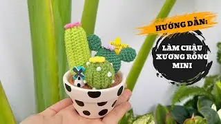 Hướng dẫn m&oacute;c chậu xương rồng mini - crochet mini cactus pot