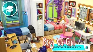 Boy VS Girl DORM ROOM 🎓DISCOVER UNIVERSITY | The Sims 4 Speed Build