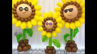 Making a sunflower with balloons. Learn balloons with uncle, 980 yuan, 8-in-1 full course. #