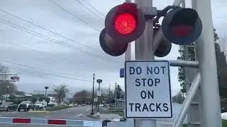 Trimet MAX blue line to Gresham crosses Division Street in Gresham Oregon
