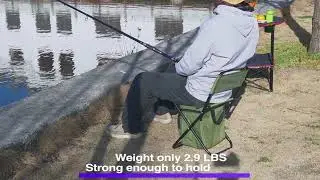 LEADALLWAY Fishing Chair with Cooler Bag Foldable Compact Fishing Stool Green