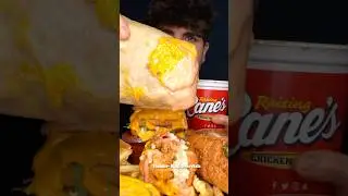 GIANT Chipotle Burrito + Canes sauce?! #asmr #mukbang