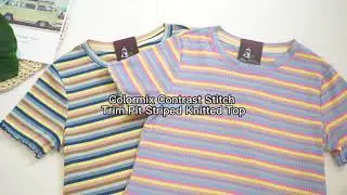 Colormix Contrast Stitch Trim Pit Striped Knitted Top