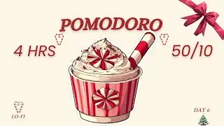 4 HR Pomodoro (50/10) 🍫Peppermint Hot Chocolate Study | Brown Noise & Sweet Ambience (NO MUSIC)