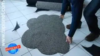 Tapisnet paillasson coton forme nuage d&eacute;coup&eacute; &agrave; la main tapis hyper absorbant au m&egrave;tre sur mesure.