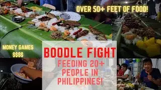 First Time Trying Filipino Boodle Fight (Feeding 20+ People) + Filipino Money Celebration Games!